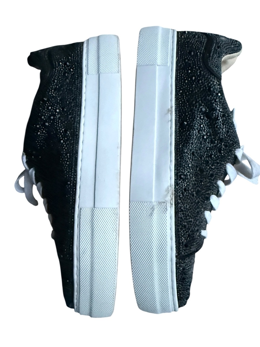 Betsy Johnson “Sidny”  Black sparkle Lace-Up Platform Sneakers - Picture 8 of 9